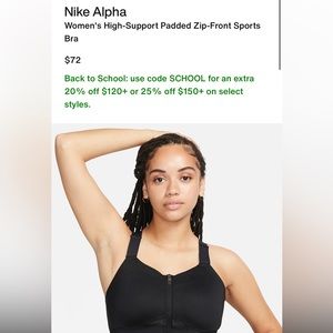 GRAY Nike Alpha Women's High-Support Padded Zip-Front Sports Bra